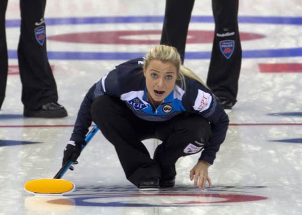 Scotland's Anna Sloan shouts instructions during the win over Switzerland at the World Curling Championship in Beijing. Picture: Ng Han Guan/AP