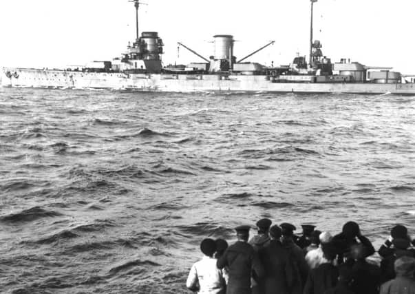 The German fleet surrenders at Scapa Flow. Seven months later the Germans scuttled their ships to prevent Allied Forces using the vessels. Picture: Topical Press Agency/Getty Images.
