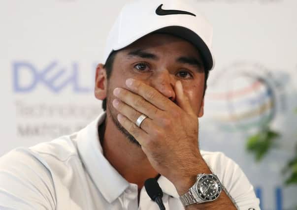 An emotional Jason Day explains his reason for pulling out of the WGC-Dell Technologies Match Play in Texas. Picture: Getty Images