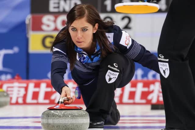 Eve Muirhead in action during Scotland's win over Germany at the World Women's Championship in Beijing. Picture: Celine Stucki/WCF