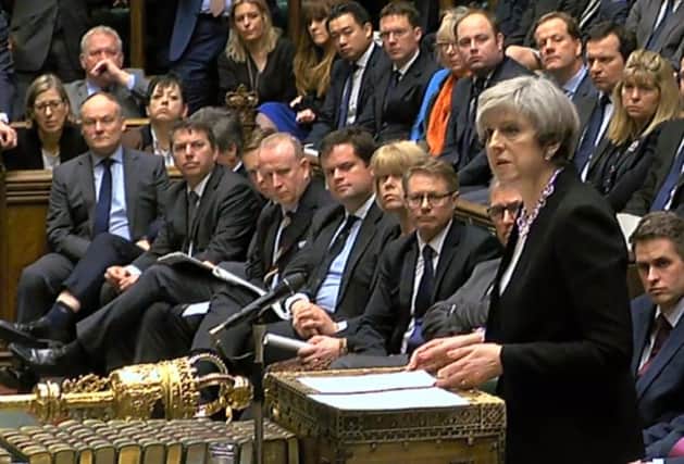 Prime Minister Theresa May speaking to MPs in the House of Commons in the aftermath of yesterday's terror attack (photo:PA Wire)
