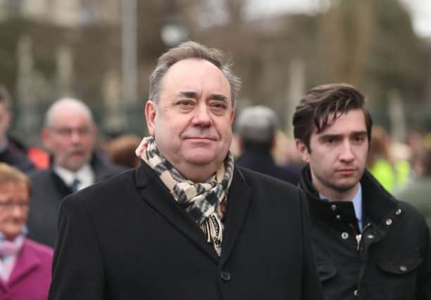 Alex Salmond arriving for the funeral of Northern Ireland's former deputy first minister and ex-IRA commander Martin McGuinness (Photo: Niall Carson/PA Wire)