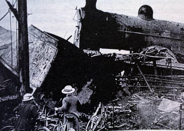 The mangled wreckage of the Gretna rail disaster, which claimed the lives of over 200 troops bound for the front line.
