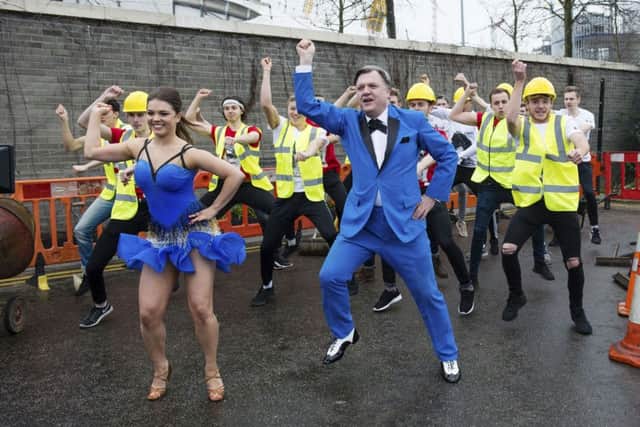 Chloe Hewitt, Ed Balls MP during the opening of Comic Relief Photographer: Jeff Spicer