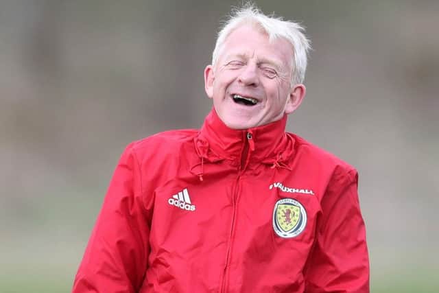 Scotland manager Gordon Strachan looks relaxed despite the pressure during a training session at Mar Hall. Picture: Ian MacNicol/Getty Images