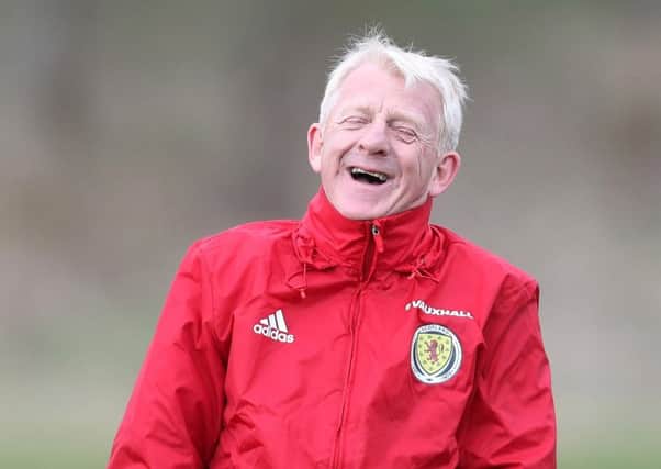 Scotland manager Gordon Strachan looks relaxed despite the pressure during a training session at Mar Hall. Picture: Ian MacNicol/Getty Images
