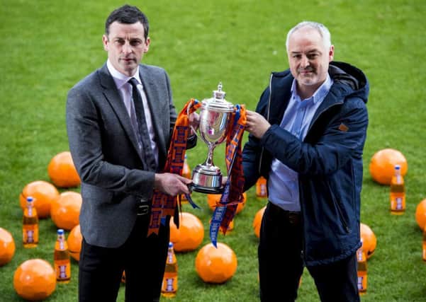 St Mirren manager Jack Ross and Dundee United boss Ray McKinnon look ahead to Saturday's Irn Bru Cup final. Picture: Craig Williamson/SNS