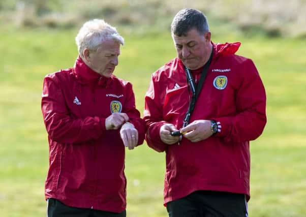 Scotland manager Gordon Strachan with assistant Mark McGhee in training. Picture: Alan Harvey/SNS