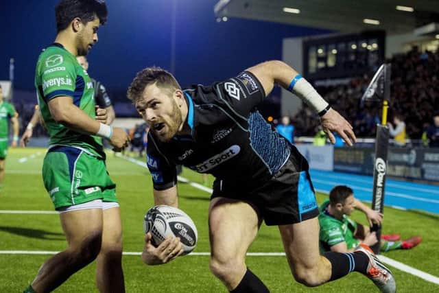 Sean Lamont scores a late try to secure the win and a bonus point after a second-half resurgence by Glasgow. Picture: Paul Devlin/SNS