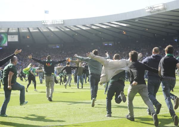 Hibs fans invade the pitch after the 2016 Scottish Cup final. Picture: Greg Macvean