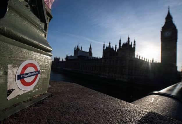 The Houses of Parliament from the south side of Westminster Bridge, four days after the March 22 terror attack. Picture: AFP