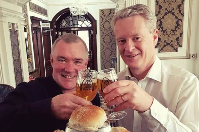 Jaw Brew owner Mark Hazell, left, with Alan Marr, managing director of Aulds. Picture: Contributed