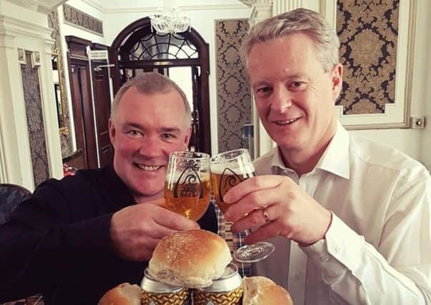 Jaw Brew owner Mark Hazell, left, with Alan Marr, managing director of Aulds. Picture: Contributed