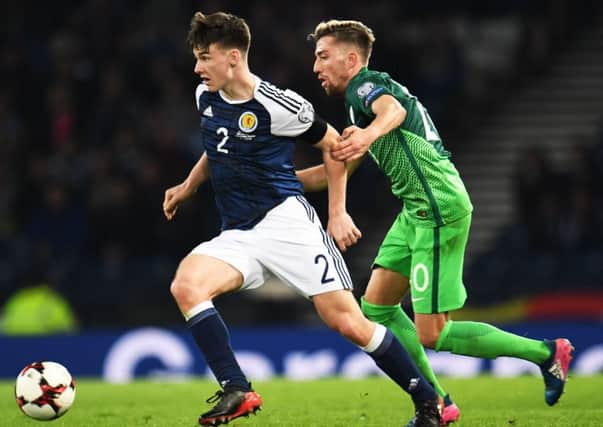 Kieran Tierney played a starring role in the 1-0 win over Slovenia. Picture: SNS.