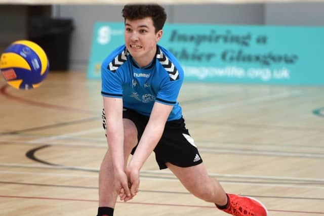 Kyle Academys Ross Bulloch in action at Kelvin Hall. Picture: Lynne Marshall/www.volleyballphotos.co.uk