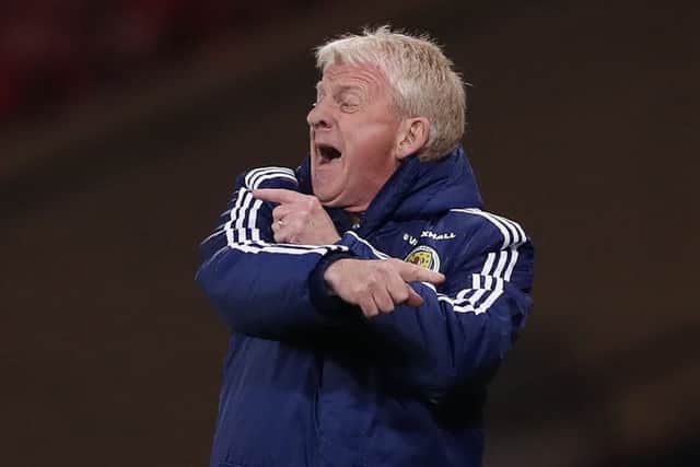 An animated Gordon Strachan directs from the touchline during Scotlands 
 victory over Slovenia.Picture: Getty.