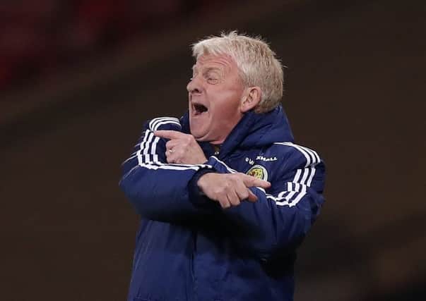 An animated Gordon Strachan directs from the touchline during Scotlands 
 victory over Slovenia.Picture: Getty.