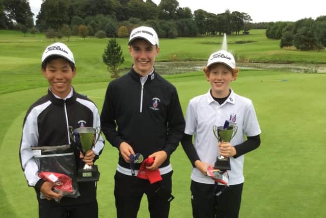 The Merchiston Castle B team, left to right, Papon Sawatyanon, Cameron Adam and Lyle Murdoch