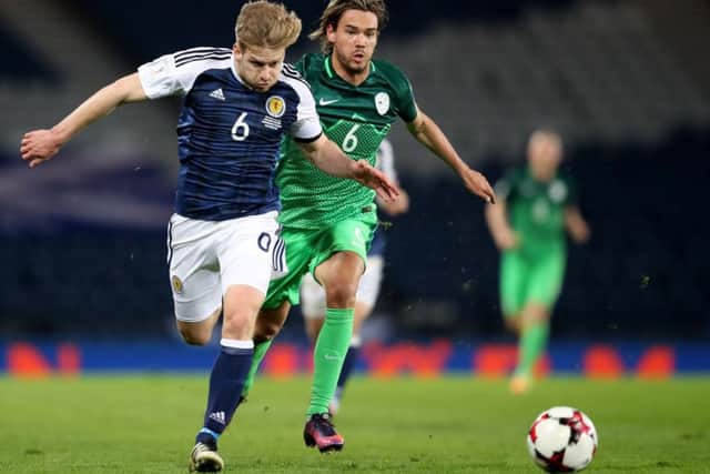 Stuart Armstrong made a dream debut for Scotland in the 1-0 win over Slovenia.