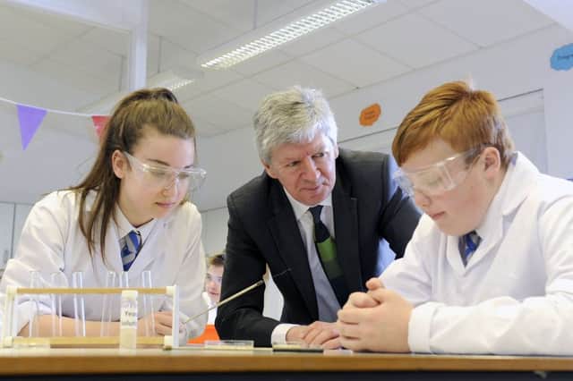 Education Scotlands chief executive Bill Maxwell visits Larbert High School, Stenhousemuir. Picture: Michael Gillen