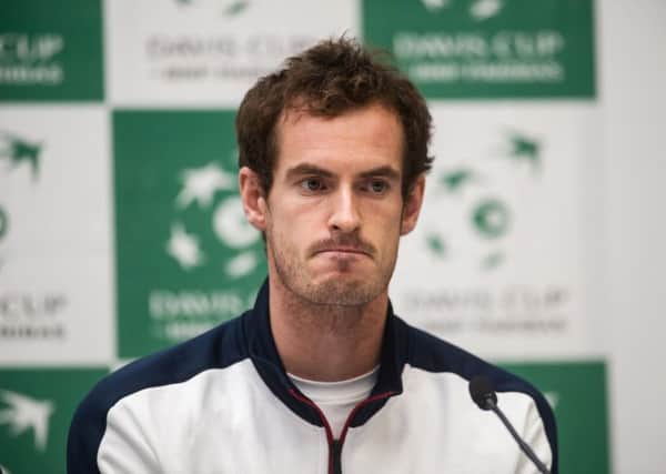 An elbow injury has forced Andy Murray out of the Davis Cup quarter-final with France. Picture: John Devlin
