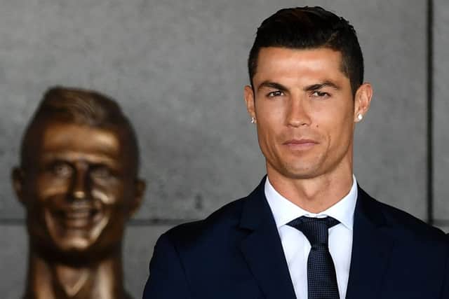 The bust of Cristiano Ronaldo has been criticised for bearing a poor resemblance to the Real Madrid star. Picture: Francisco Leong/AFP/Getty Images