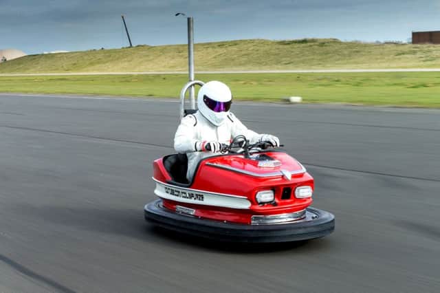 The Stig driving a restored vintage bumper car to speeds of over 100mph, (Photo: Roderick Fountain/BBC/PA Wire
)