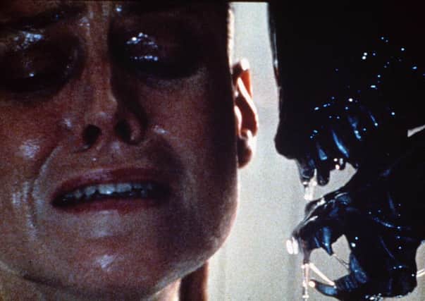 Sigourney Weaver face-to-face with a creature in Alien 3, a sequel which descended into naffness, as so often happens in movies and may in financial products too