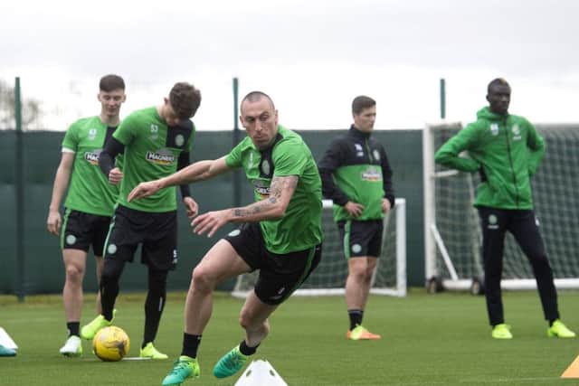 Celtic captain Scott Brown during training at Lennoxtown ahead of the game against Hearts at Tynecastle. Picture: Craig Foy/SNS