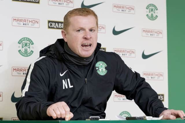 Hibernian manager Neil Lennon speaks to the press. Picture: SNS