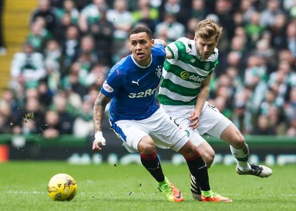 Rangers' James Tavernier and Celtic's Stuart Armstrong in action during the 1-1 draw at Ibrox in March. Picture: John Devlin