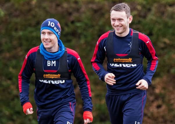Rangers' Lee Hodson, right. trains with Barrie McKay. Picture: Ross Parker/SNS