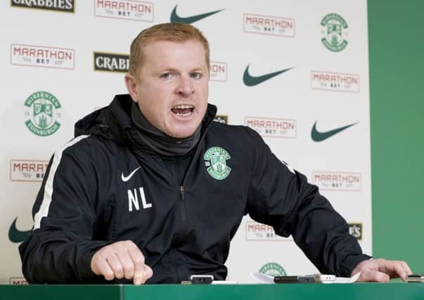 Hibernian manager Neil Lennon speaks to the press. Picture: Alan Rennie/SNS