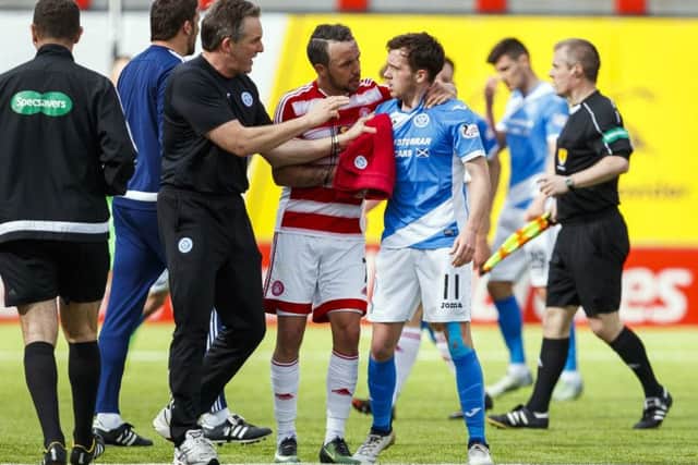 Danny Swanson was involved in a half-time altercation with St Johnstone team-mate Richard Foster. Pic: SNS/Roddy Scott
