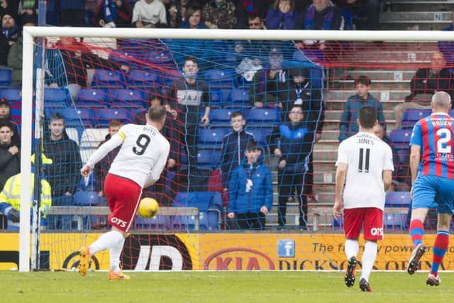 Kris Boyd scores from the penalty spot to make it 1-0. Pic: SNS/