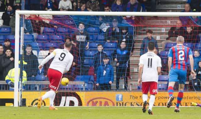 Kris Boyd scores from the penalty spot to make it 1-0. Pic: SNS/