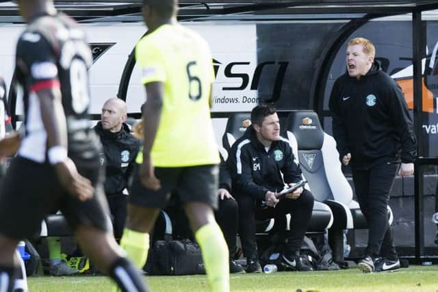Neil Lennon issues instructions from the touchline. Pic: SNS/Ross Parker