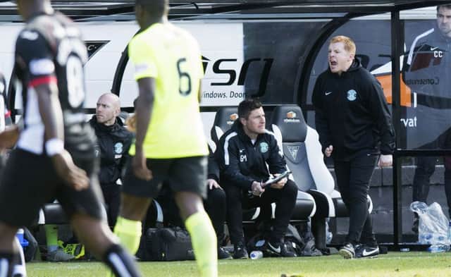 Neil Lennon issues instructions from the touchline. Pic: SNS/Ross Parker