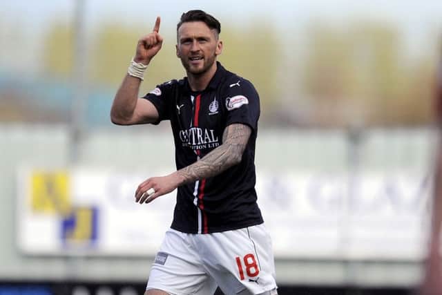 Lee Miller celebrates his goal against Raith Rovers. Picturee: Michael Gillen