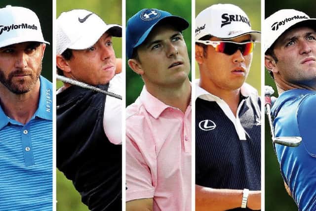 Five of the best, from left: Dustin Johnson, Rory McIlroy, Jordan Speith, Hideki Matsuyama and John Rahm