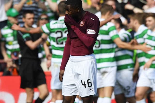 A dejected Lennard Sowah after Celtic score their fourth goal in the 5-0 win. Picture: SNS