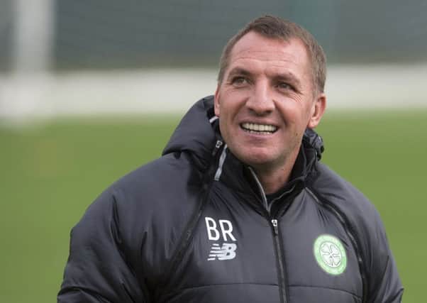Celtic manager Brendan Rodgers is all smiles during a training session at Lennoxtown. Picture: Craig Foy/SNS