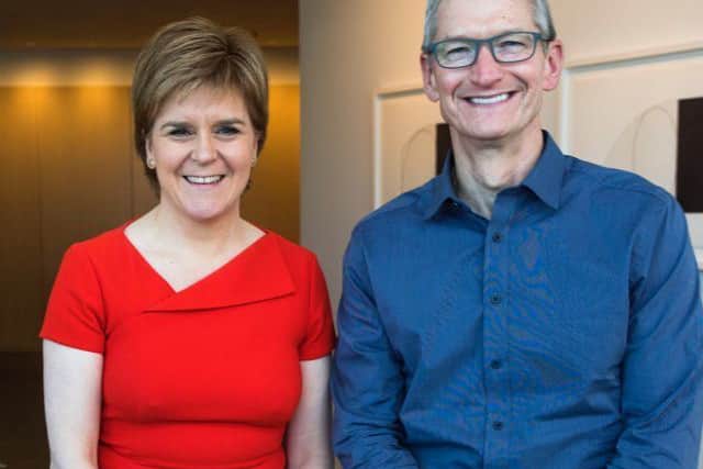 Nicola Sturgeon met with Apple CEO Tim Cook during her five day tour of the US. Picture: Scottish Government