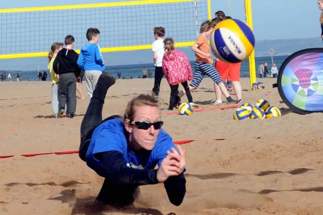 Team Scotland beach volleyball player 

Lynne Beattie was at Portobello beach to mark a year to go until the Gold Coast 2018 Commonwealth Games, at which her sport will be involved for the first time. Picture Lisa Ferguson