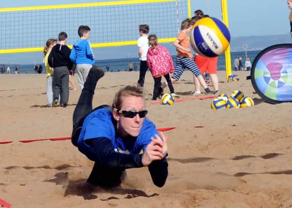Team Scotland beach volleyball player 

Lynne Beattie was at Portobello beach to mark a year to go until the Gold Coast 2018 Commonwealth Games, at which her sport will be involved for the first time. Picture Lisa Ferguson