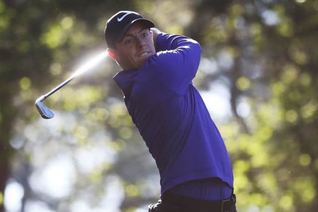 Rory McIlroy plays from the fourth tee during a practice round before the 2017 Masters at Augusta. Picture: Rob Carr/Getty Images