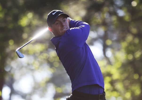 Rory McIlroy plays from the fourth tee during a practice round before the 2017 Masters at Augusta. Picture: Rob Carr/Getty Images