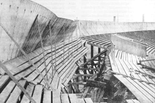 Ibrox disaster 1902. Shows collapased wooden terraces, when 26 fans were killed. Picture: Contributed.