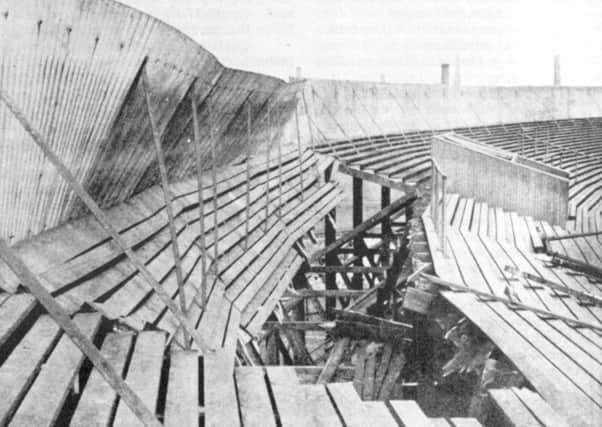 Ibrox disaster 1902. Shows collapased wooden terraces, when 26 fans were killed. Picture: Contributed.