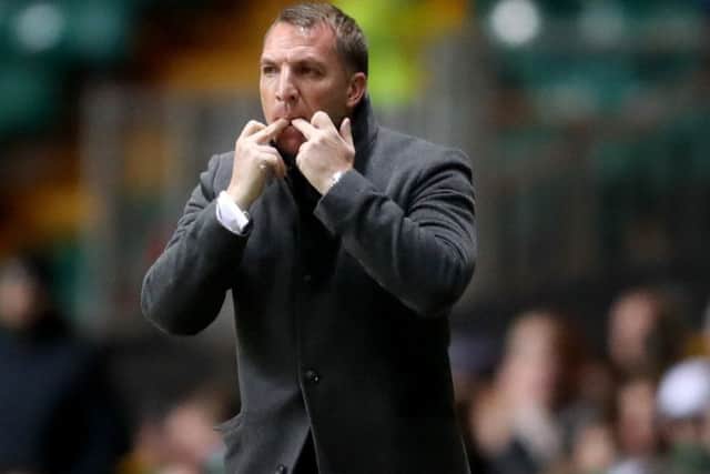 Celtic manager Brendan Rodgers during the match against Partick Thistle at Parkhead. Picture: Jane Barlow/PA Wire